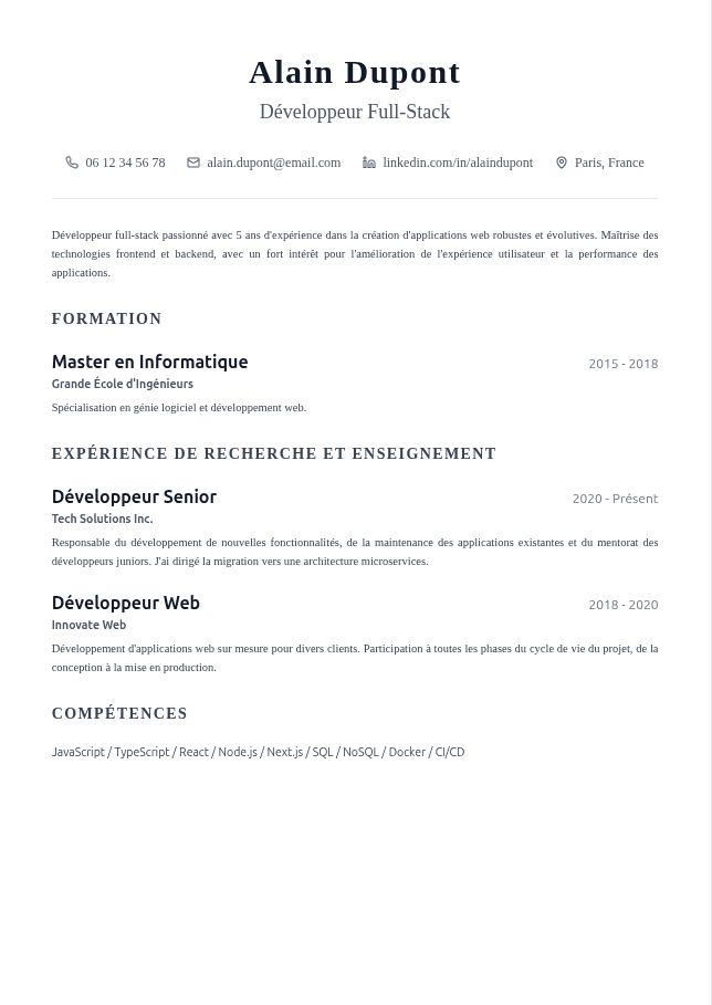 Aperçu du modèle L'Académique