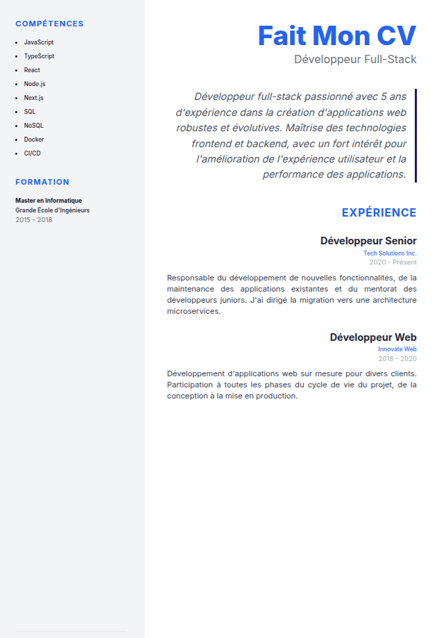 Aperçu du modèle Le Bazard