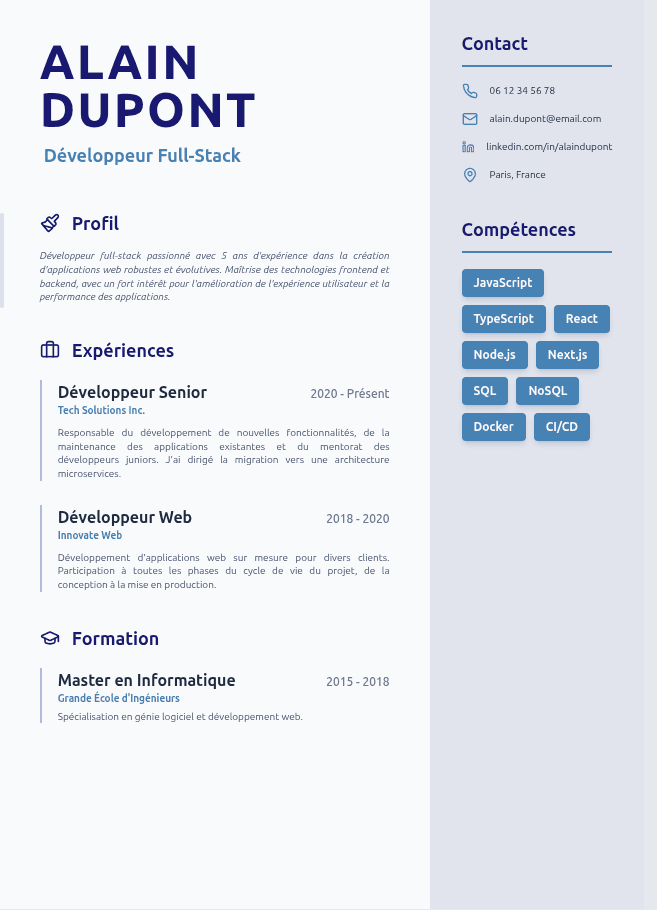 Aperçu du modèle Le Créatif