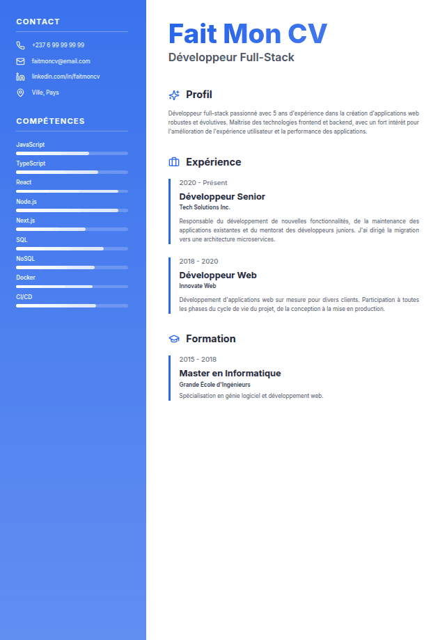 Aperçu du modèle Le Dégradé