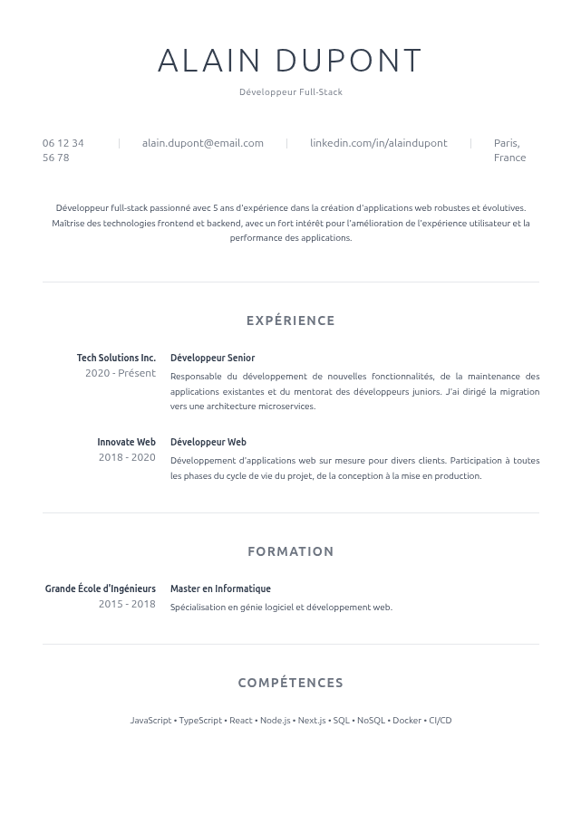 Aperçu du modèle Le Minimaliste