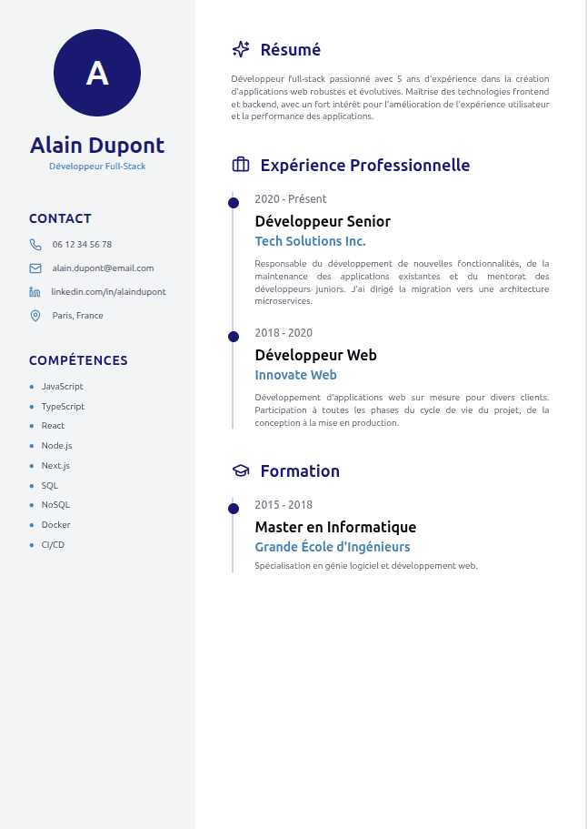 Aperçu du modèle Le Moderne