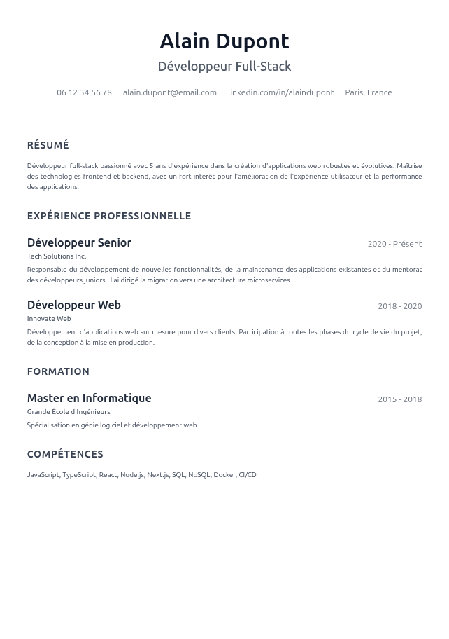 Aperçu du modèle Le Simple