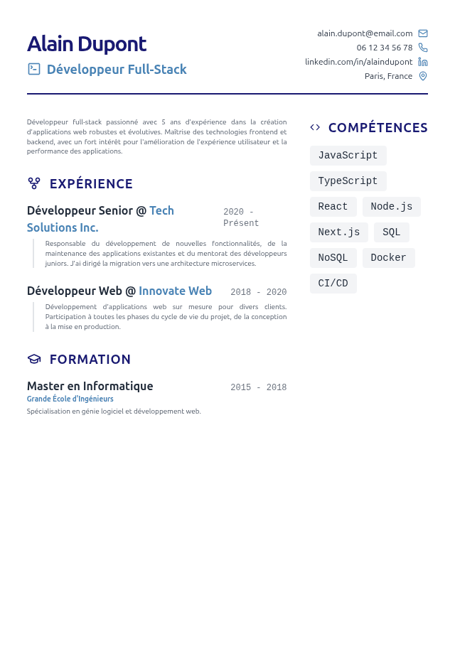 Aperçu du modèle Le Technique